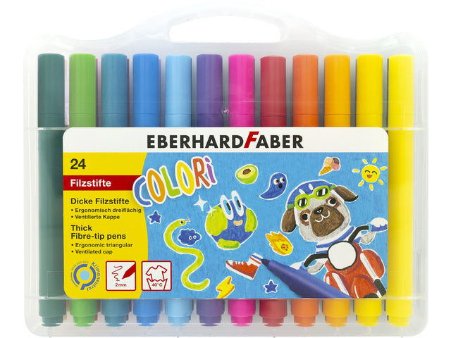 Viltstiften Eberhard Faber Jumbo 2mm 24 Farben im Kunststoffetui
