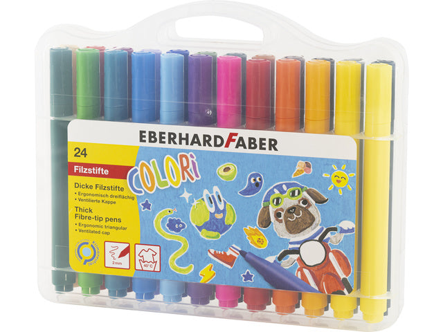 Viltstiften Eberhard Faber Jumbo 2mm 24 Farben im Kunststoffetui