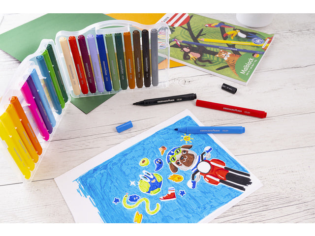 Viltstiften Eberhard Faber Jumbo 2mm 24 Farben im Kunststoffetui