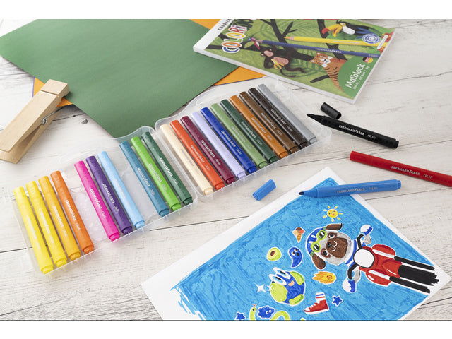 Viltstiften Eberhard Faber Jumbo 2mm 24 Farben im Kunststoffetui
