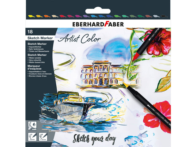 Schetsmarker Eberhard Faber 18 stuks assorti kleuren