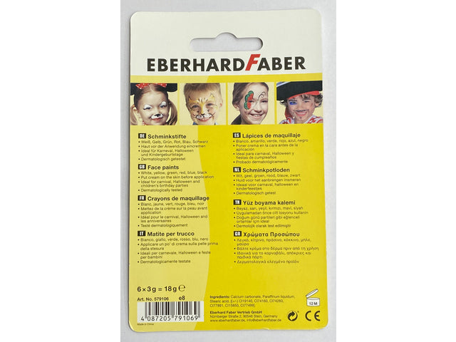 Schminkstifte Eberhard Faber klein, Set 6 Farben auf Blisterkarte