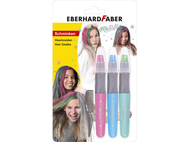 Haarkrijt Eberhard Faber Metallic-Farben 3. Arsch. (roze,blauw,groen)