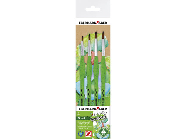 Penselenset Eberhard Faber Green Gewinner 4. Platz. Fijn 0,1,2 und 4, synthetisches Haar und Handvat