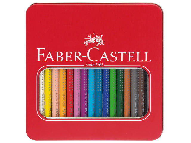 Kleurpotlood Faber-Castell Jumbo GRIP etui met 16 stuks assorti