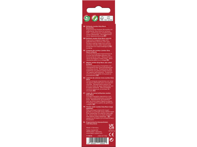Farbenfrohes Faber-Castell Jumbo GRIP-Etui, 5 Farben