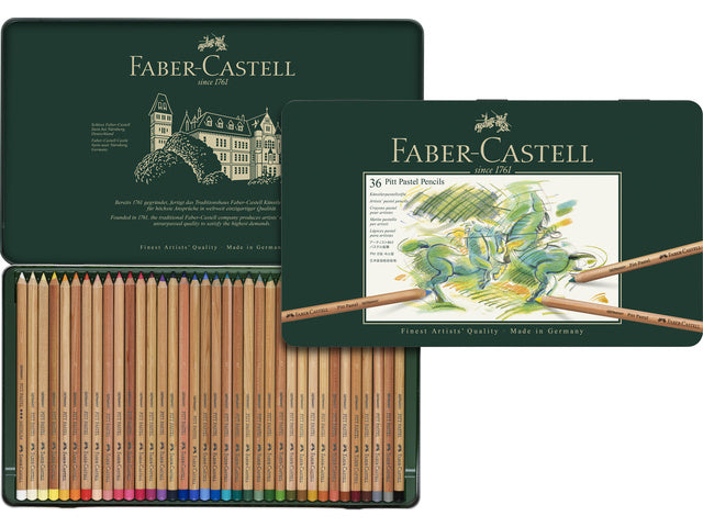 Pastellfarbenes Faber-Castell Pitt Metalletui mit 36 Stück