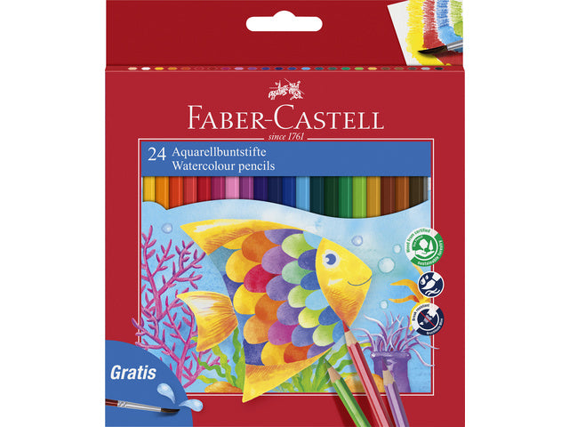 Aquarelpotlood Faber-Castell Etui mit 24 Stück + Stift