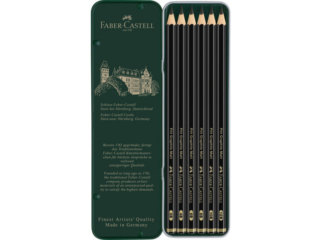 Grafietpotlood Faber-Castell Pitt Mat Etui a 6 stuks