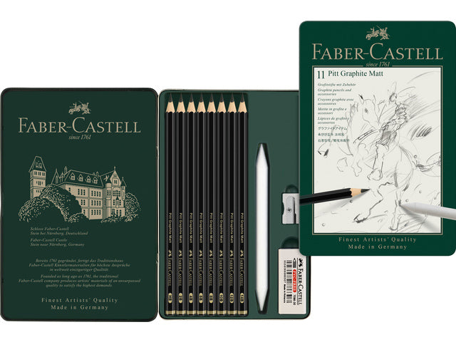 Grafietpotlood Faber-Castell Pitt Mat Etui set 11 stuks
