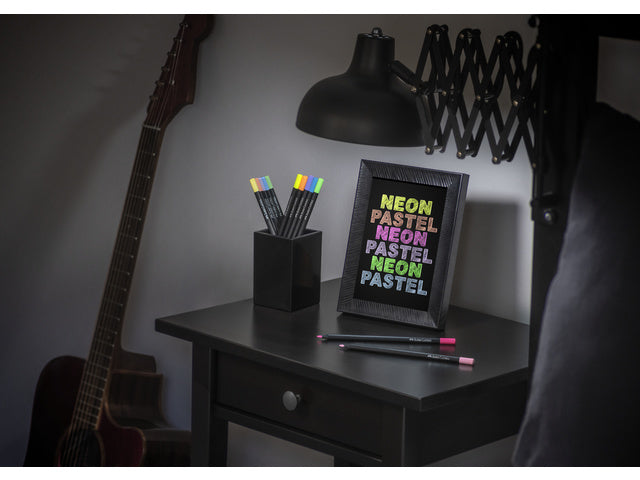 Kleurpotlood Faber-Castell Black Edition 12 stuks neon+pastel in kartonnen etui