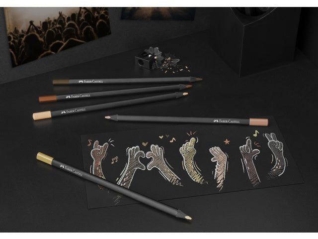 Kleurpotlood Faber-Castell Black Edition 12 stuks huidskleurtinten in kartonnen etui
