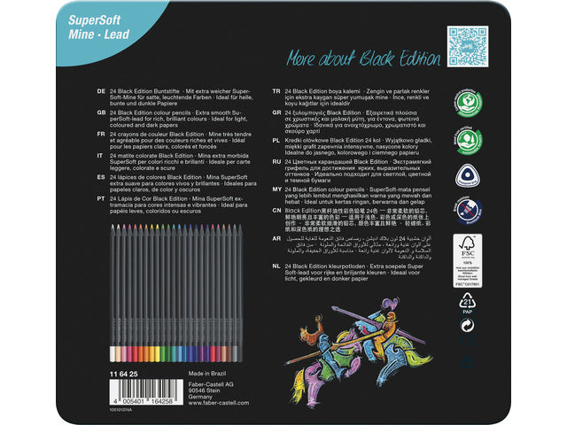 Kleurpotlood Faber-Castell Black Edition 24 stuks in bliketui