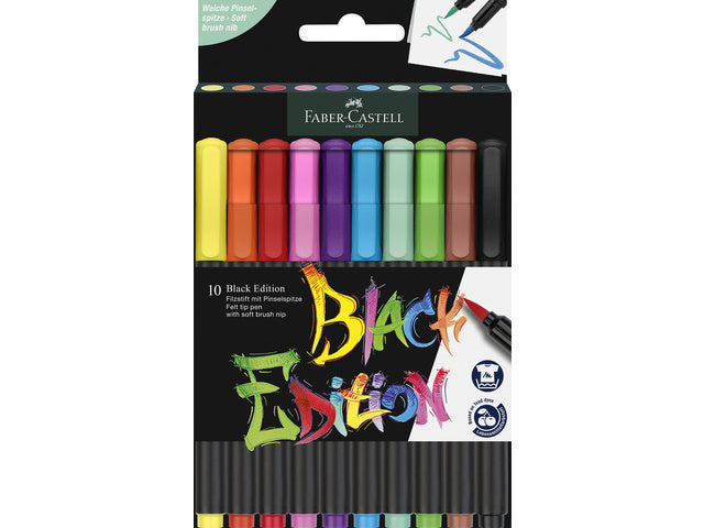 Brushpen Faber-Castell Black edition 10 stuks in karton etui