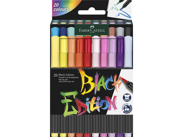 Pinselstift Faber-Castell Black Edition 20 Stück im Kartonetui