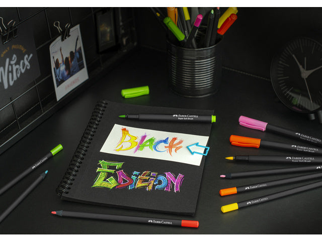 Pinselstift Faber-Castell Black Edition Pastell 6 Stück im Kartonetui