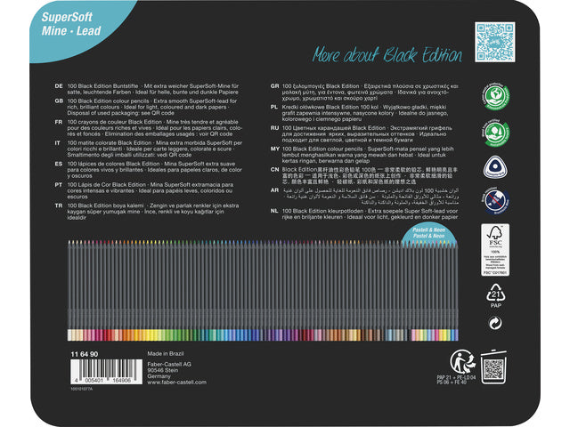Kleurpotlood Faber-Castell Black Edition 100 stuks in bliketui