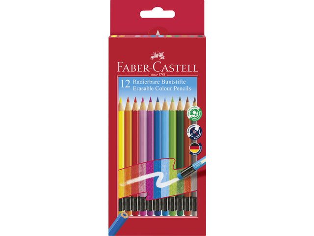 Kleurpotlood Faber-Castell uitgumbaar etui à 12 stuks