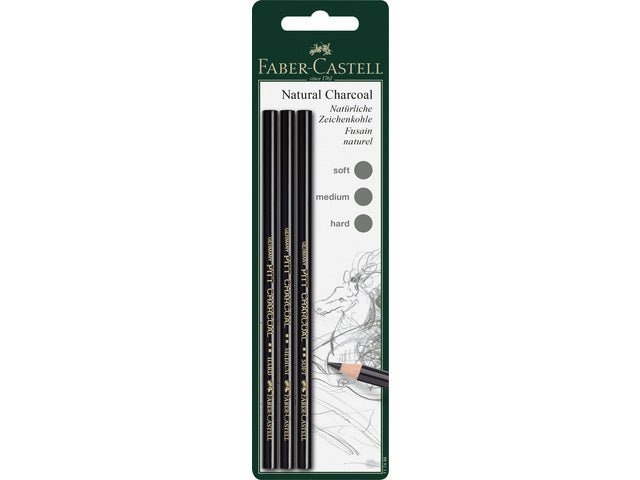 Houtskool Faber-Castell Pitt Monochroom 3 stuks op blister