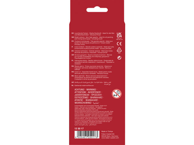 Waterverfdoos Faber-Castell 12 Farben (Durchmesser 24cm) inkl. Pensel