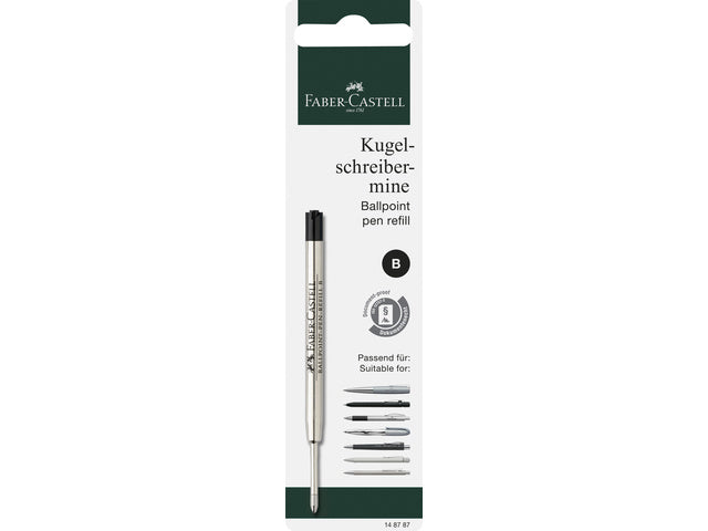Vulling Faber-Castell Hexo balpen, B, Zwart op blisterkaart