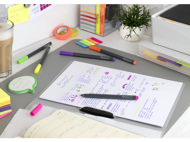 Fineliner Faber-Castell Grip 0,4mm Etui 5 Stück Neon sortiert