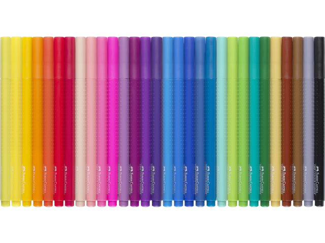 Viltstiften Faber-Castell Grip 30x sort. Kleuren