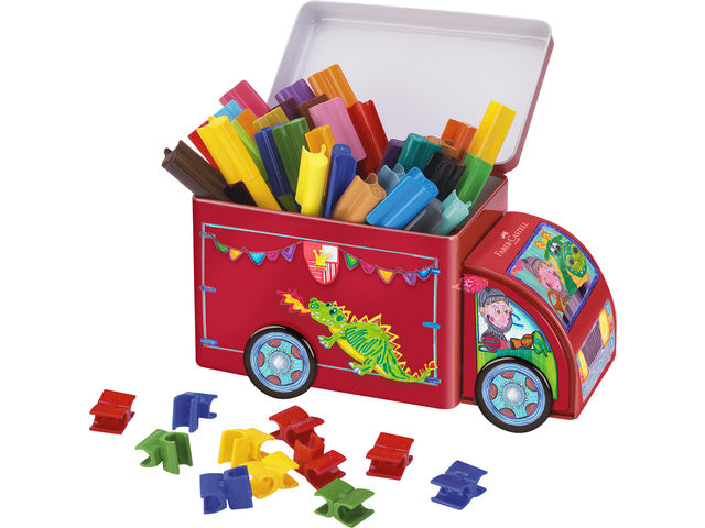 viltstiften Faber-Castell Connector 33 Stück mit 10 Clips in 'Vortenwagen'