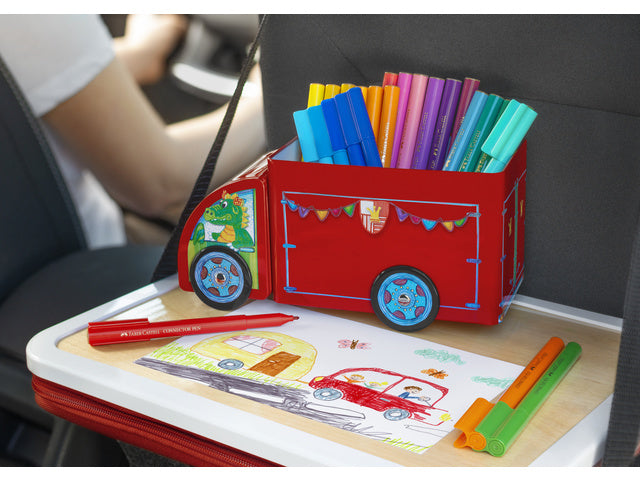 viltstiften Faber-Castell Connector 33 Stück mit 10 Clips in 'Vortenwagen'