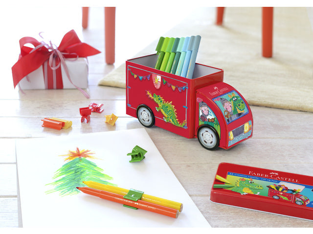 viltstiften Faber-Castell Connector 33 Stück mit 10 Clips in 'Vortenwagen'