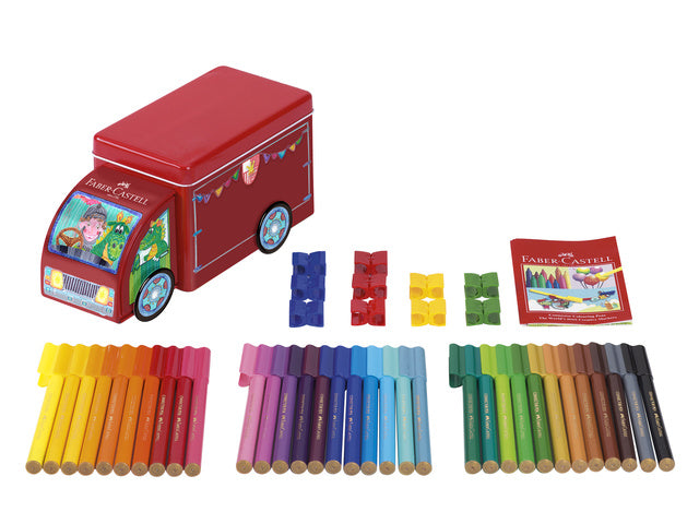 viltstiften Faber-Castell Connector 33 Stück mit 10 Clips in 'Vortenwagen'