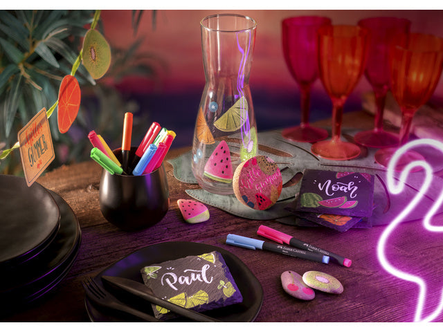 Markers Faber-Castell Neonkleur assorti 6 stuks in etui.