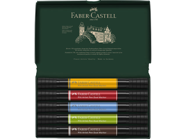 Tekenstift Faber-Castell Pitt Artist Pen duo marker etui a 5 stuks