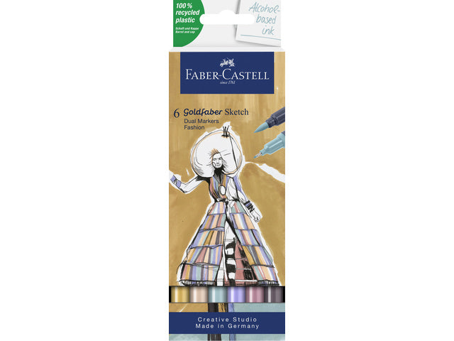 Sketchmarker Faber-Castell Goldfaber etui 6 stuks Fashion set op alcoholbasis