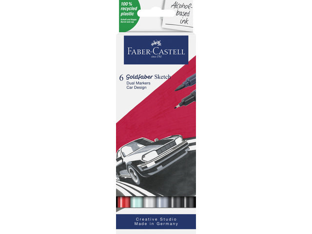 Sketchmarker Faber-Castell Goldfaber etui 6 stuks Auto-ontwerp op alcoholbasis