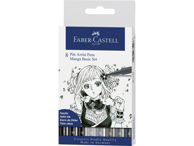 Tekenstift Faber-Castell Pitt Artist Pen Manga 8-delig etui Basic