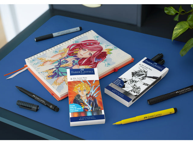 Tekenstift Faber-Castell Pitt Artist Pen Mangaka 6-delig etui zwart