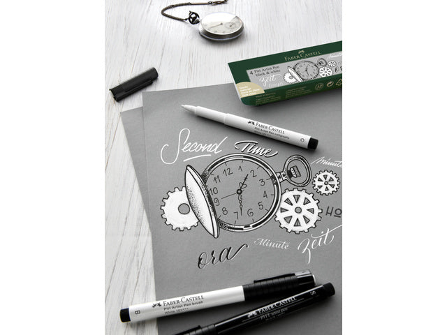Tekenstift Faber-Castell set Pitt Artist Pen zwart en wit