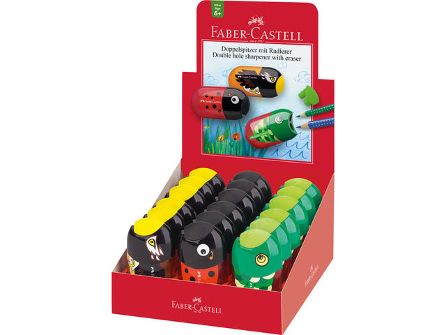 puntenslijper en gum Faber-Castell diermotieven 18 stuks