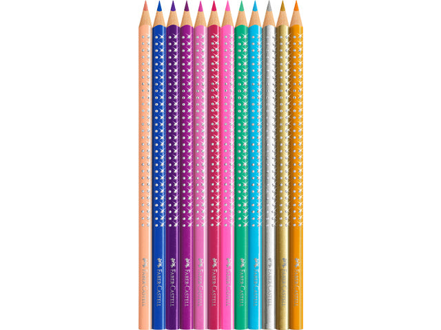 Kleurpotloden Faber-Castell Sparkle in roze blik á 12 stuks