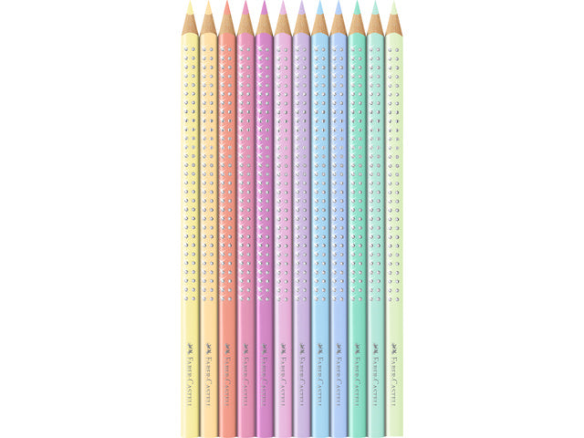 Kleurpotloden Faber-Castell Sparkle pastel 12 stuks in blik etui