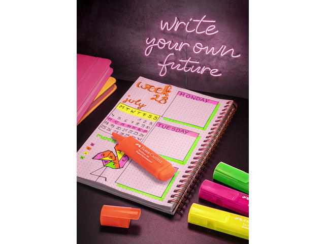 Tekstmarkers Faber-Castell Deskset 24 kleuren, 7 neon, 9 pastel en 8 metallic kleuren