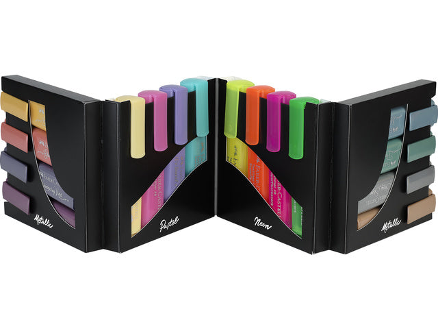 Tekstmarkers Faber-Castell Bureauset 16 kleuren, 4 neon, 4 pastel en 8 metallic kleuren