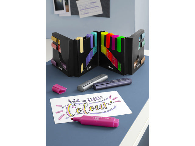 Tekstmarkers Faber-Castell Bureauset 16 kleuren, 4 neon, 4 pastel en 8 metallic kleuren