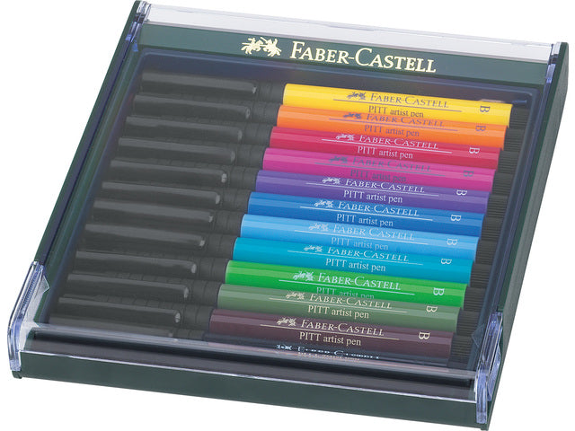 Tekenstift Faber-Castell Pitt Artist Pen Brush set 12 stuks Basic