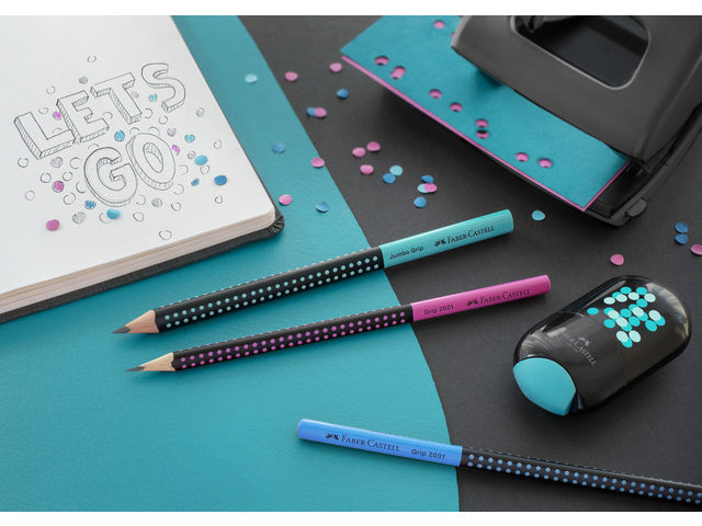 Grafietpotlood Faber-Castell Jumbo Grip tweekleurig zwart/roze