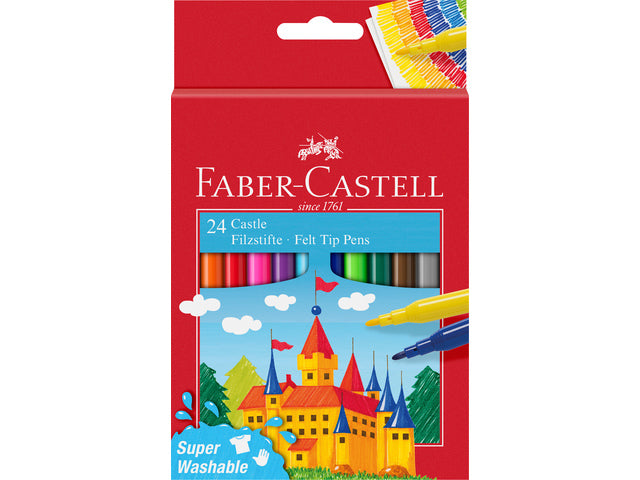 Viltstift Faber-Castell 24 Stück Kartonetui sortiert