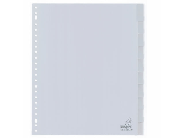 Tabblad Kangaro A4 venster PP 120 micron grijs 23-gaats 10-delig EB