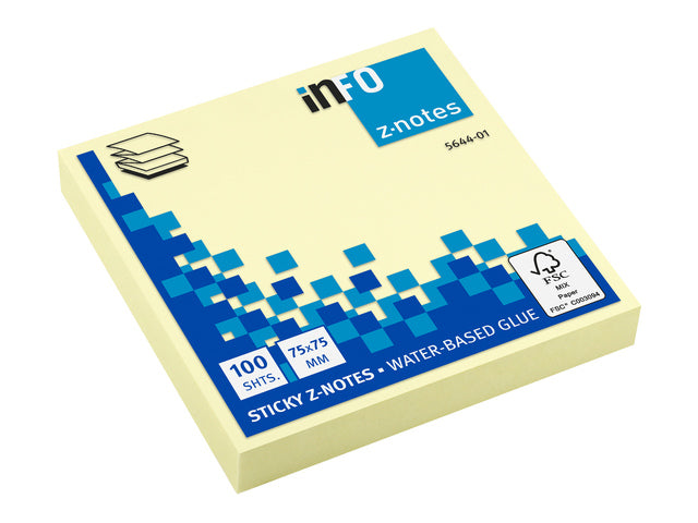 Info Notizen 75x75mm „Z“ Gelblock mit 100 Vel