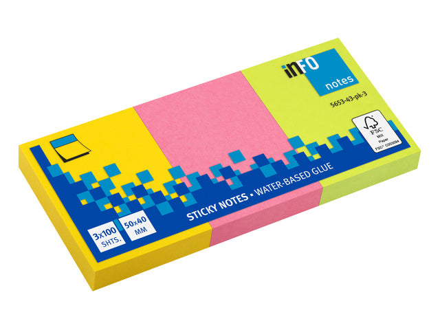 Info-Notizen 50x40mm Mix 3 Farben